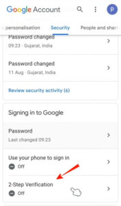Google Turn on 2-step verification