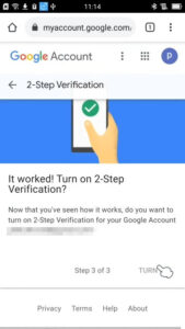 Turn on 2-step verification, verification code