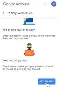 Turn on 2-step verification in mobile