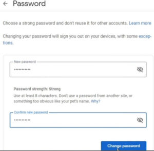 Create new password in Gmail account 