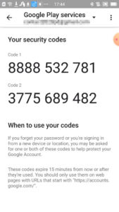 Your 10 digit Gmail security code