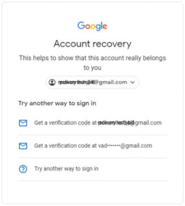 Google account recovery different options 