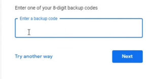 8-digit Gmail backup code