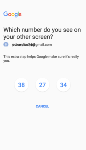 Google account-which number do you see on your other screen