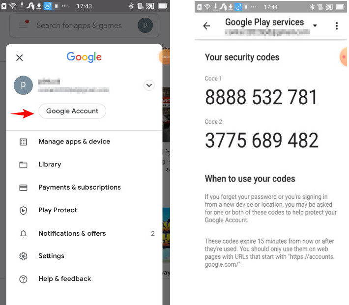 How to find Gmail security code
