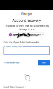 8-digit backup code