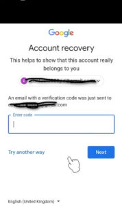 Gmail recovery verification code