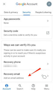 Recovery email - add an email address 