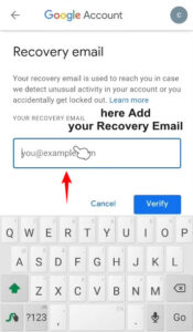 Now add your recovery email ID