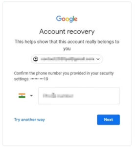 Confirm your phone number to recovery gmail account